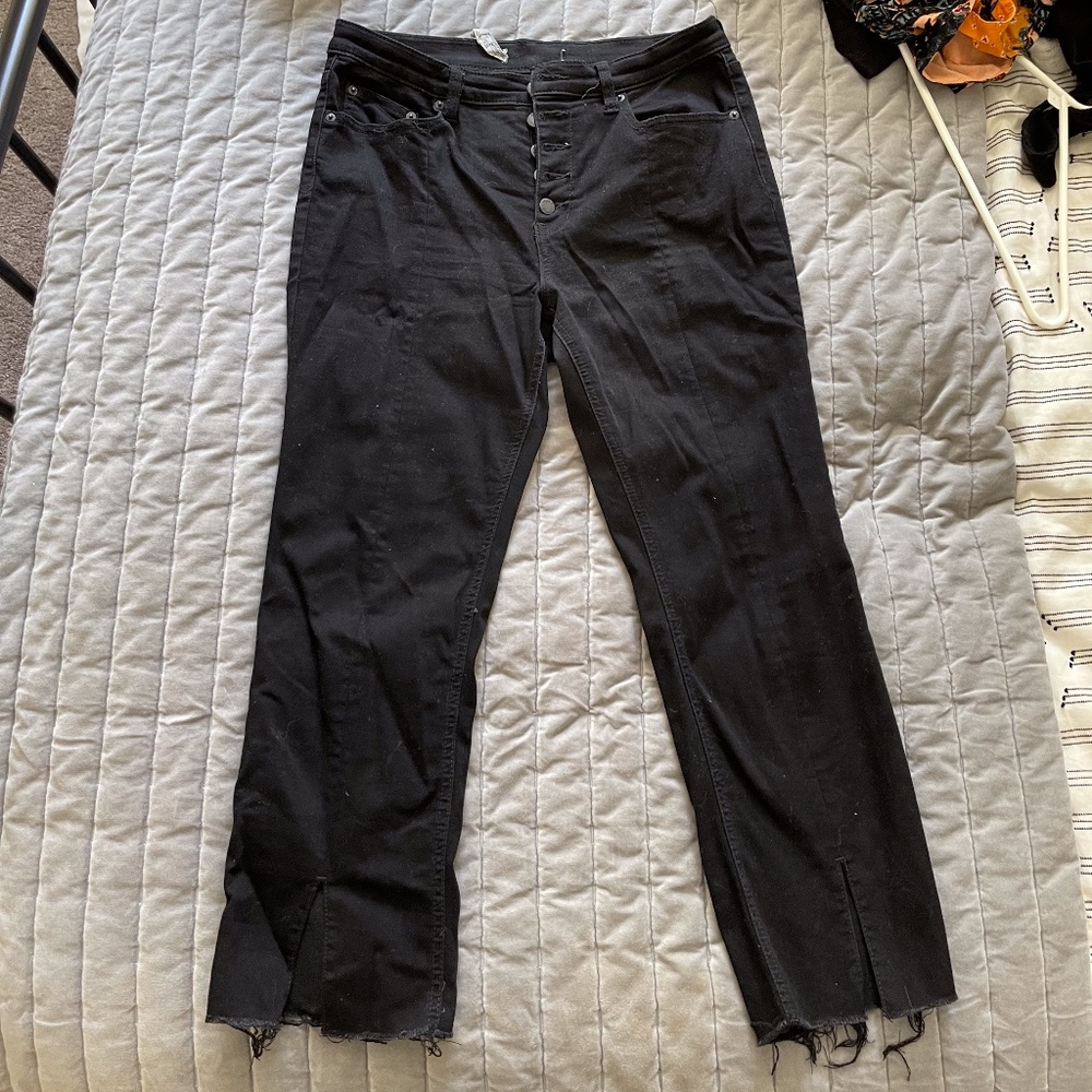 Free People Black Jeans with front Ankle slit